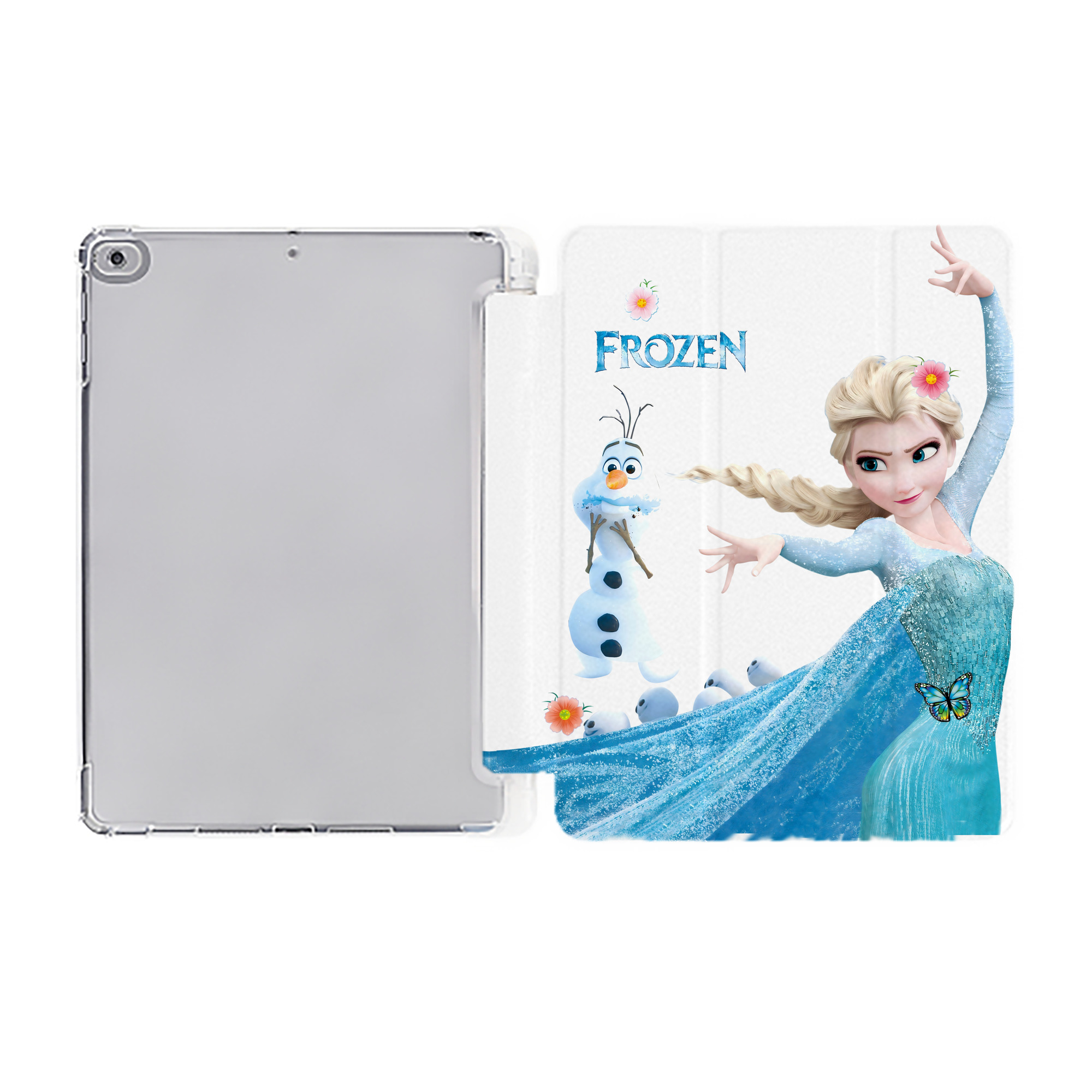 （画像用） アナと雪の女王 アンナ エルサ Frozen Anna Elsa IPad ケース ペン収納付き 三つ折りスタンド PUレザー×シリコン 対応機種9.5/10.5/10.9インチ